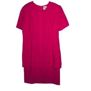 Studio I Vintage 1980s High Low Tunic Dress Short Sleeve Scoop Neck Back Zip 14